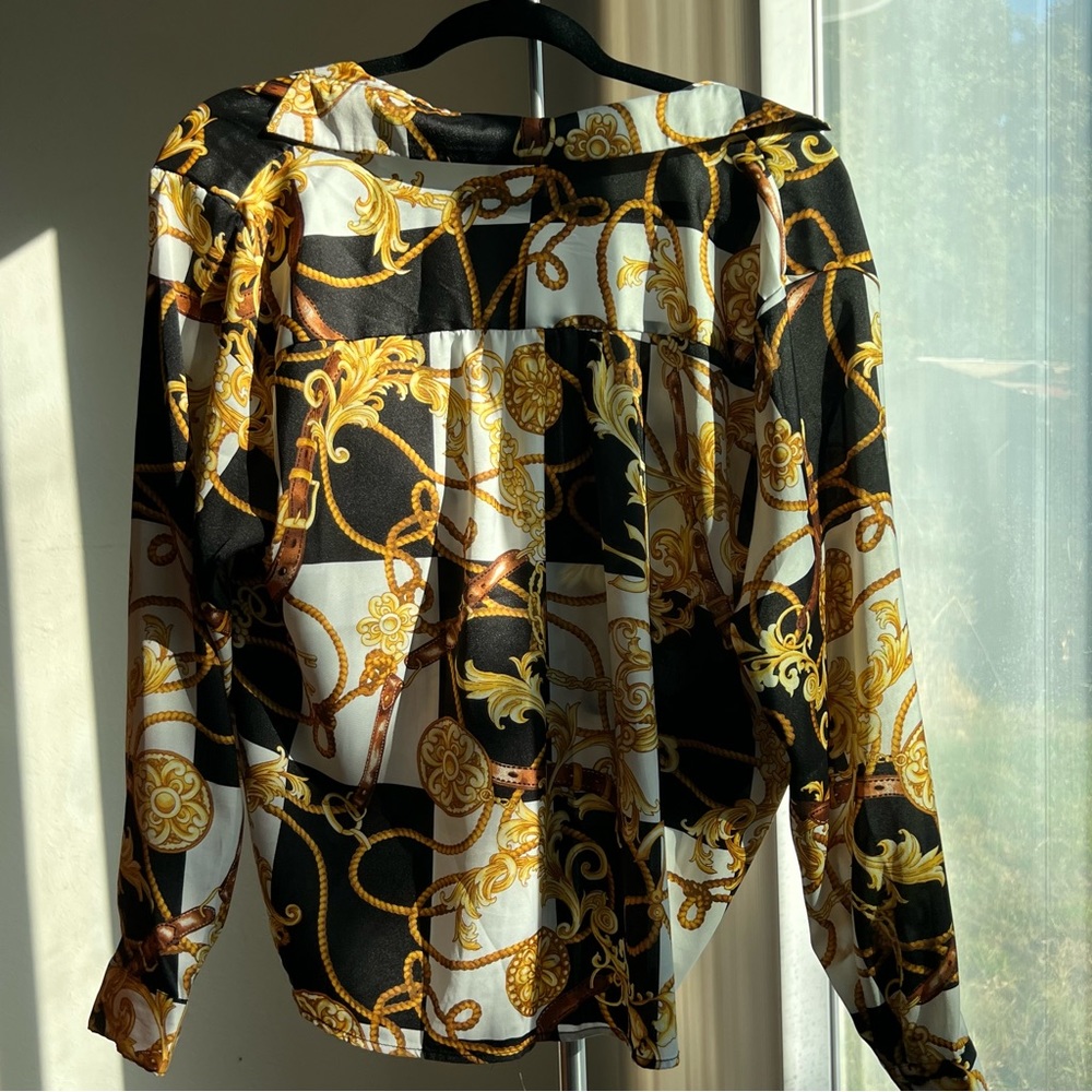 Timing Patterned Tie Up Blouse - image 2